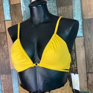Shade and shore yellow double tie bikini top